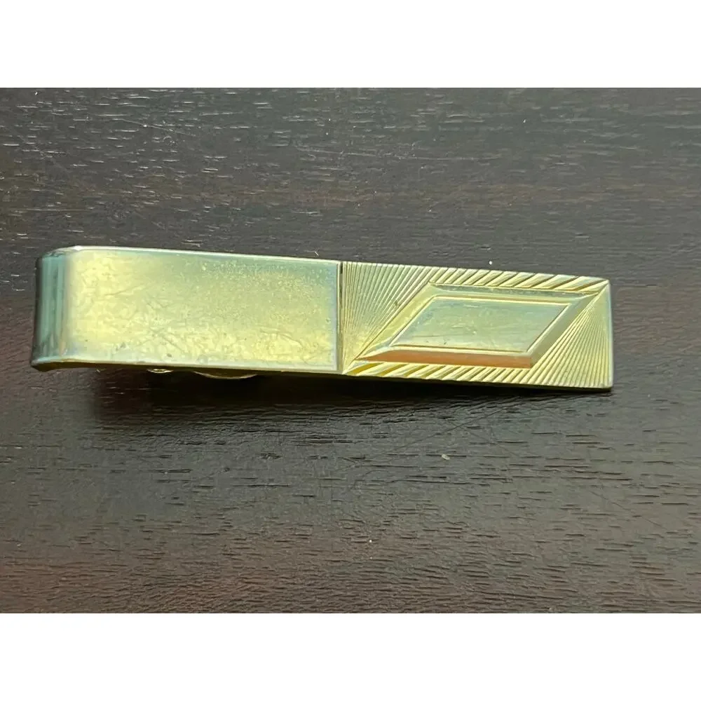 VTG Tie Clips Lot of 3 Gold Tone Rhinestone Unsigned
